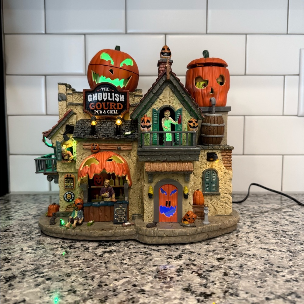 Lemax Halloween Village Pub and Grill Decor